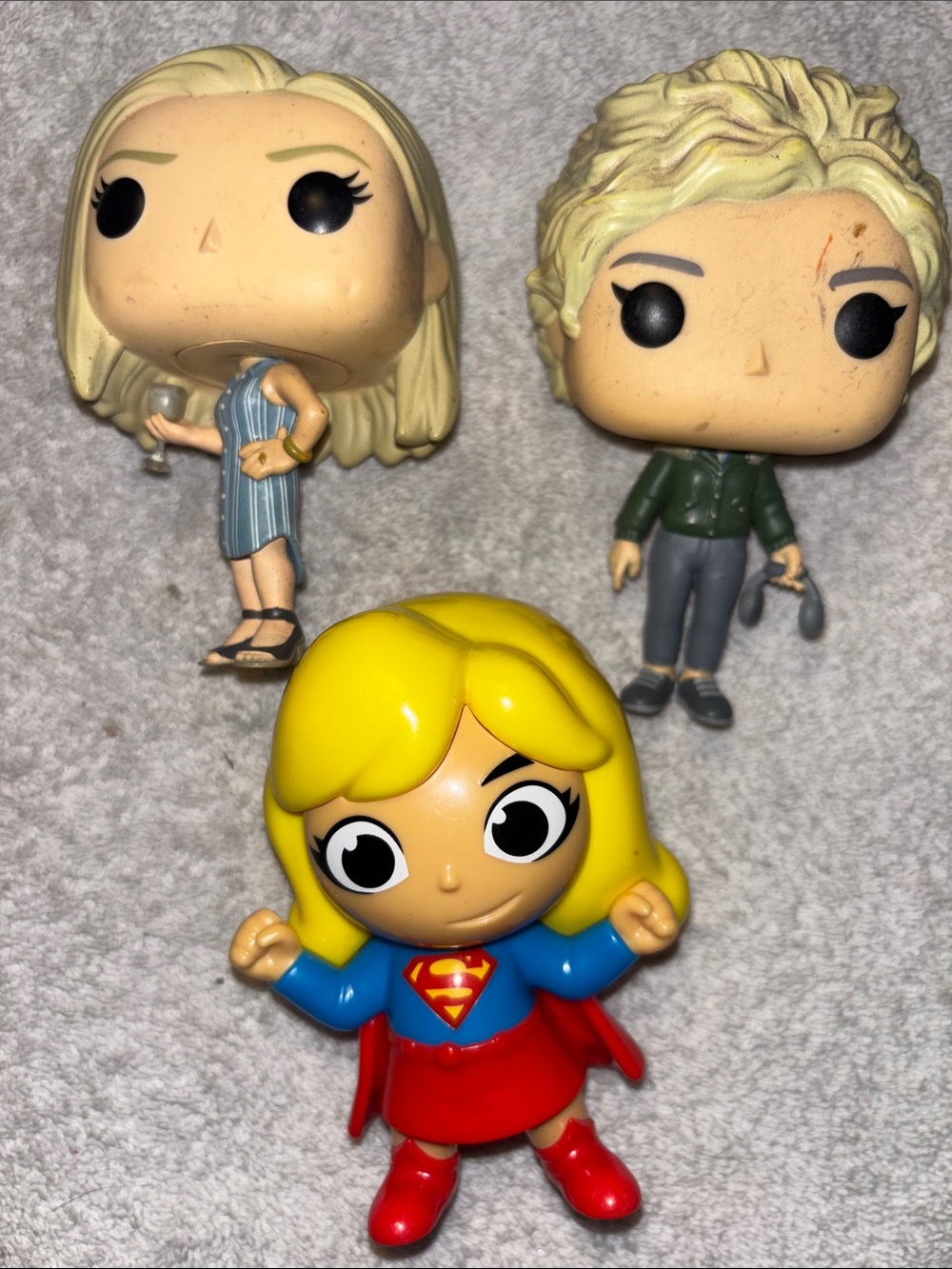 Funko Supergirl and Blonde Companion Figures - Yellow, Red, Blue, Green